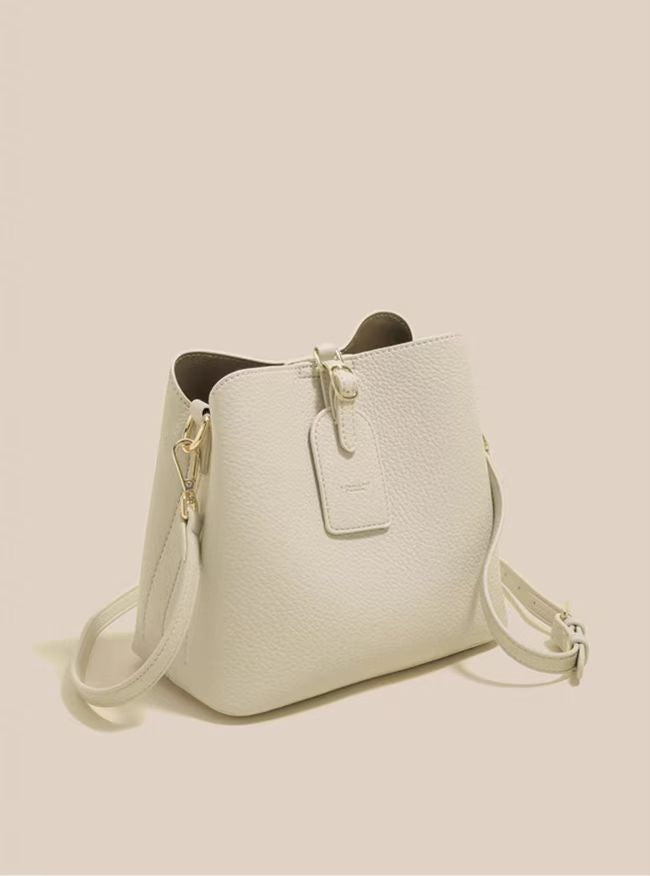 Women's leather bucket bag | Fixed shoulder strap | Ideal as a gift