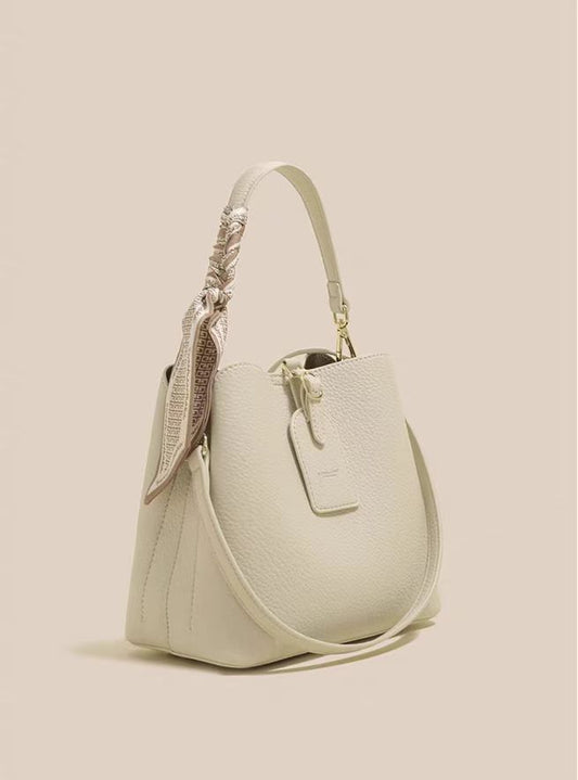 Women's leather bucket bag | Fixed shoulder strap | Ideal as a gift