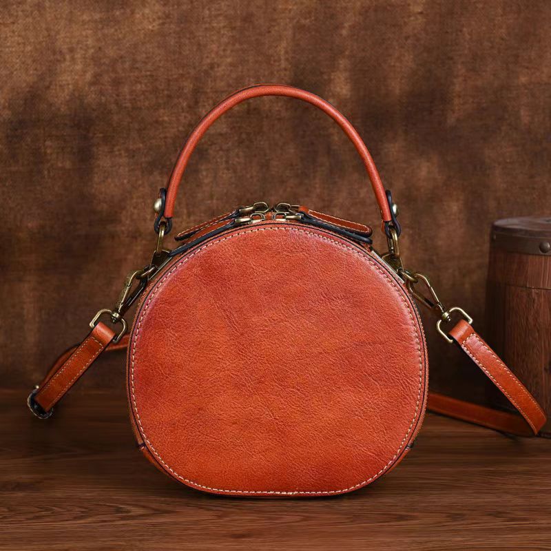 Vintage Style Small Round Bag with Deer Design