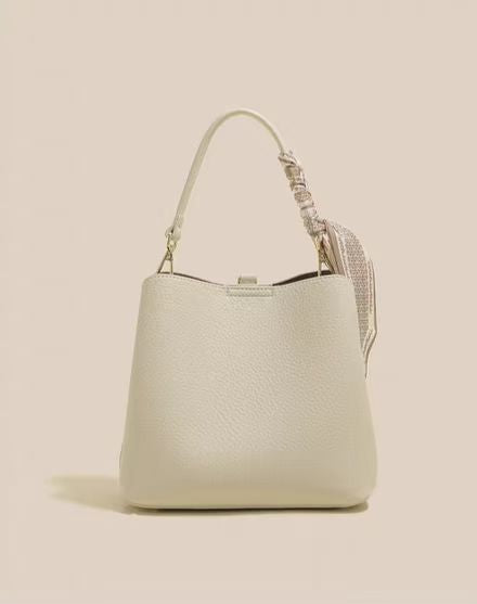 Women's leather bucket bag | Fixed shoulder strap | Ideal as a gift